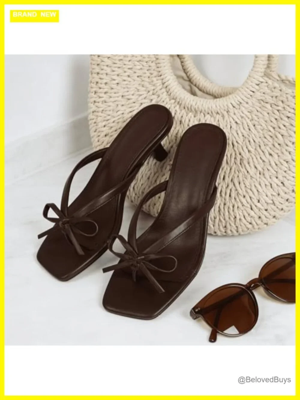 Kitten Heels Flip Flop Heels with Bow - Women's Slide Sandals